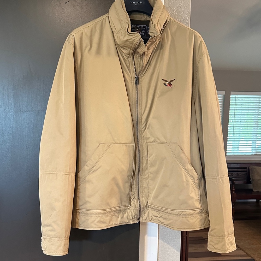 American Living Men’s Tan Jacket with Embroidered Logo